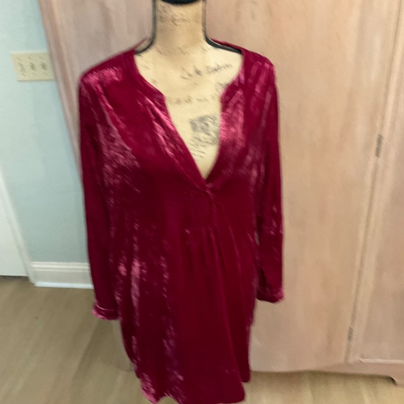 NWT Anthropologie Melody Velvet Tunic Dress Raspberry pink soft flattering V M - Picture 14 of 16
